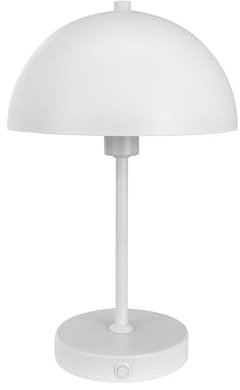 Dyberg Larsen Stockholm Tischlampe 2.0 Weiß | Wiederaufladbare Schreibtischlampe | Nachttischlampe mit 6 Stunden Akkulaufzeit | Leselampe für den Innen und Außen | LED Lampe in Dänischen Design