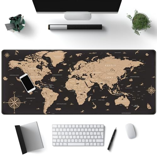 sous-Main antidérapant avec Carte du Monde Historique XL pour Bureau, Ordinateur Portable, Ordinateur Portable, 80 x 30 cm