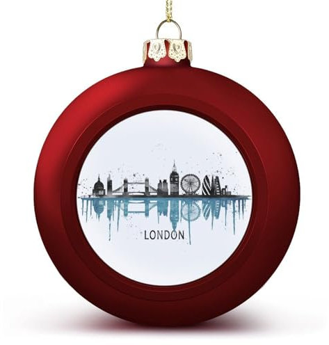 London Silhouette Weihnachtskugeln Ornamente Weihnachten Vereinigtes Königreich London Aquarell Skyline hängende Kugel dekorativ für Weihnachtsbäume, Feiertagsparty, Neujahrsgeschenk