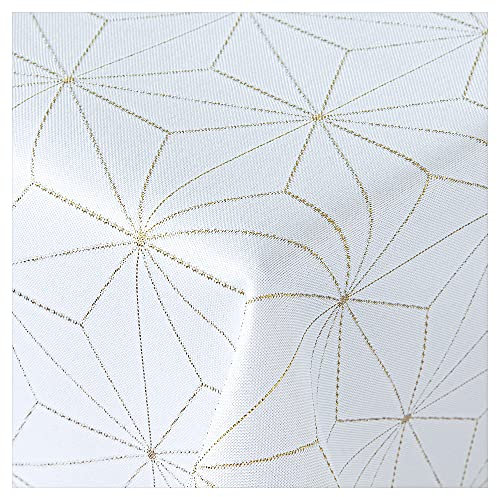 StoffTex Tischdecke Weihnachten I Tischtuch I Tischwäsche I Dauerhaft Kratzfest I Festliche Tischdekoration Weihnachten Weihnachtsmotiv (Weiß-Gold, Style 2, 40 x 140 cm)