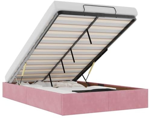 vidaXL Ottoman-Bett ohne Matratze Rosa 120x190 cm Samt, Bettrahmen, Bettgestell mit Stauraum, Polsterbett, Bettgestell, Bettrahmen mit Stauraum, Bett