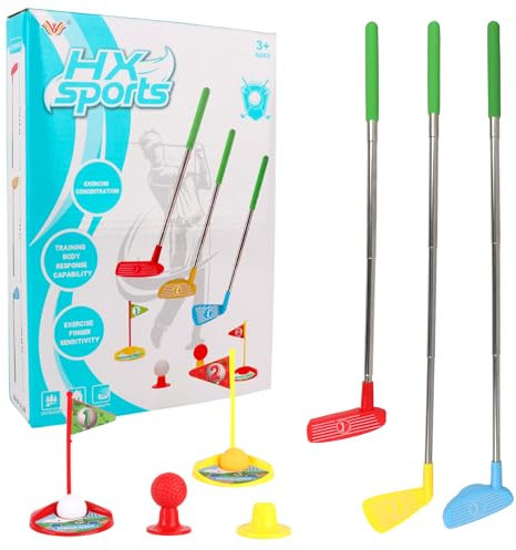 KQWVZ 12Pcs Minigolf Set Spielzeug für Kinder, Minigolf Kinder 3-8 Jahre, Einziehbare Golfschläger Kinder, Minigolf für Zuhause, Kinder Minigolfschläger, Indoor und Outdoor Spielzeug für Kinder