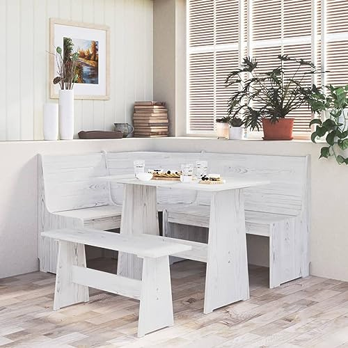 LAPOOH Corner Bench 151 cm Solid Wood Pine White-327247