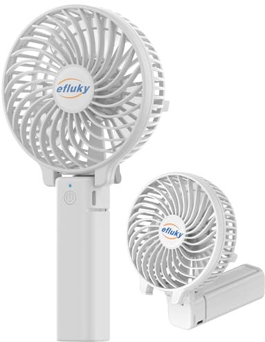 efluky Ventilateur Portatif, Mini Ventilateur Portable, Ventilateur Pliable Rechargeable USB, Petit ventilateur de poche avec 3 vitesses, Ventilateur portatif pour les Voyages en Extérieur