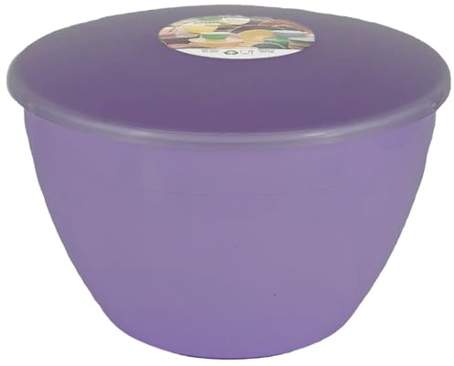 Just Pudding Basins 4 Pint Large Bowl with Lid for Steaming and Mixing Durable Plastic Dishwasher Safe Colour Lilac