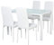 HOMCOM Ensemble Table à Manger et chaises pour 4 Personnes, Table de Cuisine avec chaises, Plateau rectangulaire en Verre, Structure en métal, pour Cuisine Salon Maison, Blanc