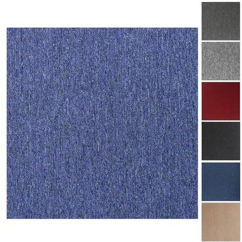 Carpet Tiles, 20pcs Carpet Tiles 50x50 for for Commercial Retail, Office, Home, Kitchen, Bedroom, Living Room, Bathroom (Blue)