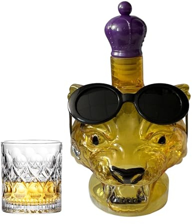 Weindekanter, Leoparden-Glaskunststatue, Whiskey-Dekanter, Heimdekoration, Sammlerstück für Brandy, Tequila, Wodka, Bourbon, Regal, Wohnzimmer, Familie, Ehemann, Hochzeitsessen