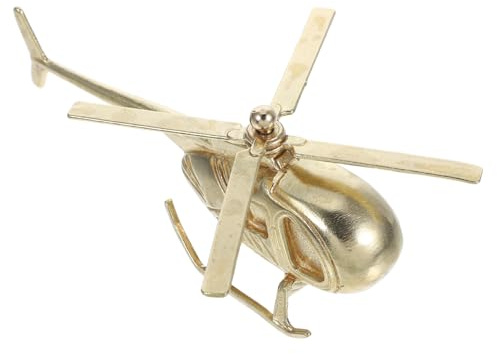 VINTORKY Miniatur Messing Hubschrauber Statue Vintage Metall Flugzeug Modell Sammlerstück Desktop Dekoration Handgefertigt Detailreich Geschenkidee Büro Regal Ornamente