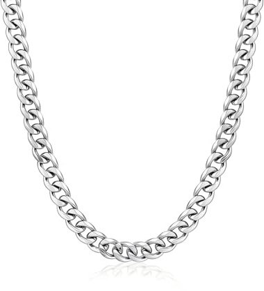 SEFORICO Mens Necklace - Cuban Chain Necklace for Men Stainless Steel Jewellery Birthday Gifts for Men Sturdy Non-Tarnish - 10mm, 18 20 22 24 Hip Hop Necklaces for Teen Boys (with gifts box)