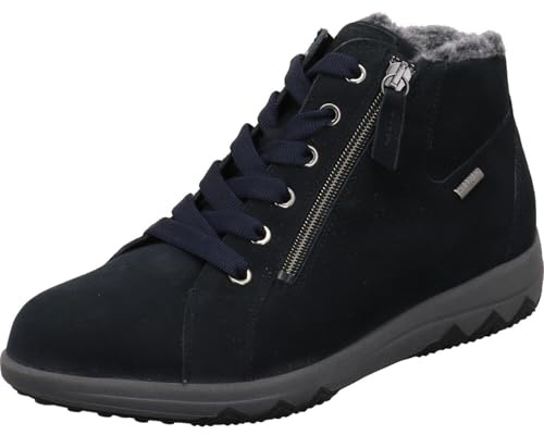 Waldläufer H-Teresa Damen Schnürstiefelette Nubuk-/Veloursleder blau