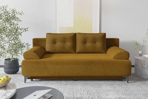 99rooms Fiora Couch Schlafsofa Sofa Cordstoff POSO Gold