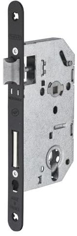 Boîtier de Serrure MONOMAX NF Axe 50 Version Cylindre - Coffre Galvanisé, Têtière Époxy Noir Granité - Modèle Encastrable pour Porte d'Entrée - Made in France - Finition Noire - THIRARD