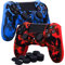 YoRHa Camuffamento di stampa di trasferimento dell'acqua Cassa pelle copertura silicone skin cover Custodia per PS4/Slim/Pro Controller x 2(rosso + blu) Con PRO presa del pollice thumb grips x 8