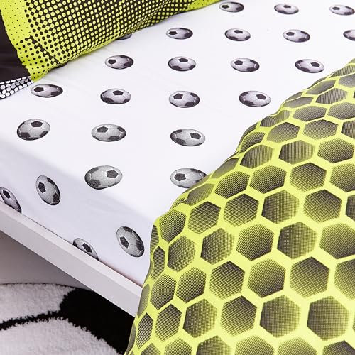 Catherine Lansfield Kinder-Spannbetttuch, Fußball-Doppelbett, Schwarz/Weiß