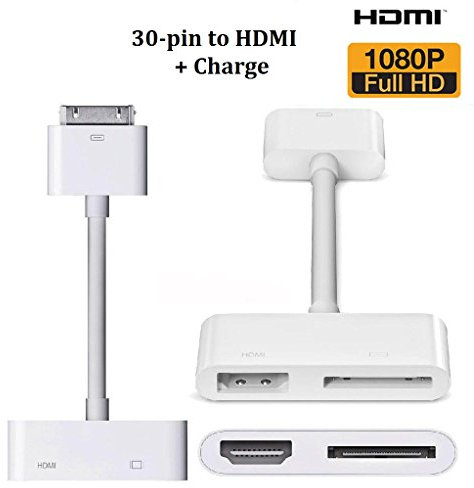 Topmixer, Adaptador de vídeo HDMI de 30 pines a HDMI + carga, extensión de pantalla de espejo compatible con iPad 2, 3, iPhone 4, 4S con iOS 9.3