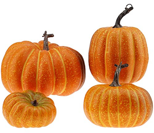 Gresorth 4 Stück Fälschung Kürbis Künstlich Gemüse Herbst Halloween Christmas Dekoration