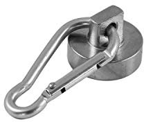 Magnetastico | 1x calamita al neodimio con moschettone | Forza di tenuta 22 kg e Ø 25 mm | Forte sistema di magneti in acciaio con gancio | Magnet moschettone moschettone magnete Neodimio rotondo