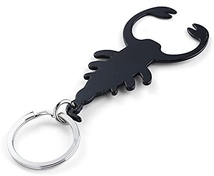 Komonee Scorpion Black Bottle Opener Key Chain Metal Wildlife Key Ring Novelty Animal Keychain Keyring