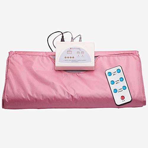 Elitzia Portable Far Infrared Sauna Blanket for Home Dual-Zone Heating Remote Control 95-176°F Adjustable Waterproof & Easy Clean Oxford Fabric Overheat Protection 70.9x31.5 Pink