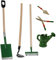6 TLG. Set Miniatur - Gartengeräte Mini - Metall/Gusseisen - Maßstab 1:12 - Diorama - Gartenharke Spaten Rechen Gießkanne Schere Heckenschere Schaufel Gär..