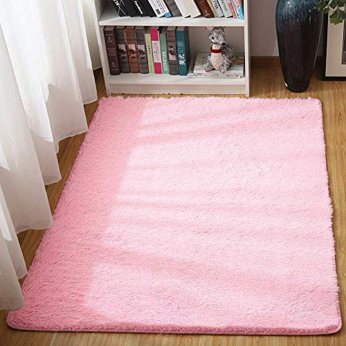 Txyk Flauschiger Teppich für Wohnzimmer, modern, für den Innenbereich, ultraweich, geeignet für Schlafzimmer, Kinderzimmer, Dekoration, Kinderzimmer, 60 x 120 cm (Rosa)