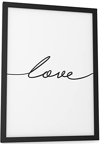 Papierschmiede® Typografie Poster, DIN A4 (21x30 cm), Wanddeko Wohnzimmer, Schlafzimmer, Küche, schwarz-weiß Bild mit Spruch OHNE Rahmen, love