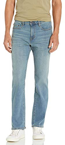 Amazon Essentials Men's Straight-Fit Bootcut Jeans - Discontinued Colours, Light Blue Vintage, 34W / 33L