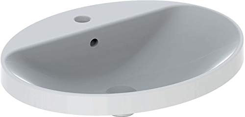 Keramag Geberit VariForm Einbauwaschtisch oval, 600x480mm, mit Hahnloch, mit Überlauf, Farbe: Weiß - 500.725.01.2
