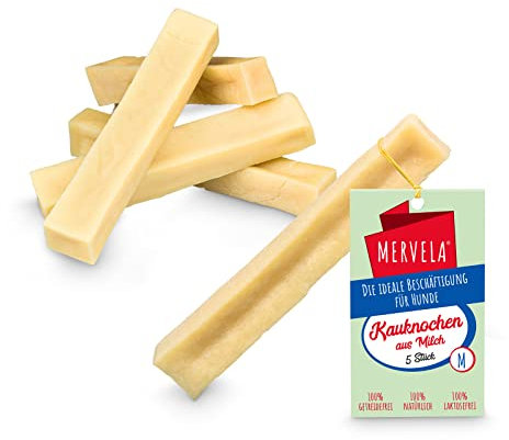 MERVELA® Kaukäse für Hunde | 5 * 60 Gramm | Käseknochen | Beschäftigung & Belohnung | Kauknochen | Käsestangen | Yak Käse Hund | Himalayan Cheese Bones | Langer Kauspaß