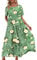 YESNO Women Dresses Casual Plus Size Bohemian Short Sleeve Floral Long Maxi Summer Beach Swing Dress/Pockets EJFUK