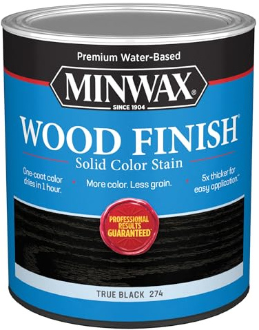 Minwax Wood Finish Water-Based Solid Color Wood Stain, True Black, 1 Quart