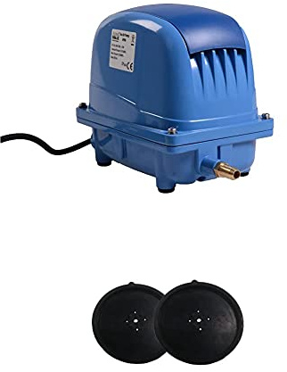 AquaForte Energiesparende Luftpumpe AP-150, 190 l/min (bei 1 m), Max. Druck: 4,5 m, 120 W + Membranenset AP-150/200 Membranensatz, Ersatzteil, Schwarz, Weiß