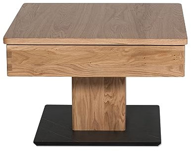 Vierhaus, 1848-WEI-M, Furnier/Massivholz/MDF, höhenverstellbar, rollbar, 67 x 67 x 43-61 cm, Wildeiche lackiert/Schwarz