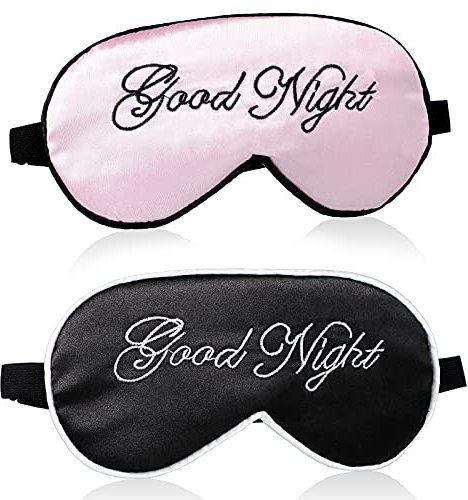 2-teilige Seiden Schlaf Augenmaske für Damen und Herren - Verstellbarer Riemen, Satin Nacht Augenbinde, Lidschatten Abdeckung für Nachtschlaf und Reise
