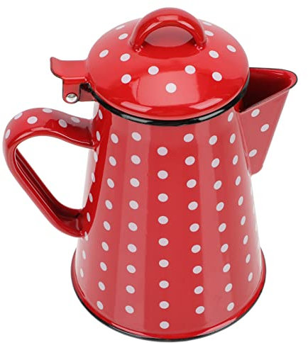 Kaffeekanne Retro Wasserkocher Emaille Topf Emailware Perkolator: Emazelierter Camping Kessel Warmwasserkocher für Herd 0. 8L Emaille Karaffe Email Kaffeekannen