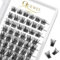 QUEWEL Wimpern Einzeln Einzelne Wimpern Cluster Lashes 72Stck. D Curl MIX8-16 Wimpern Segmente Breit Fundament Individuelle Wimpern für Augen Make-up DIY Wimpernverlängerung(Honey 01-D-MIX)