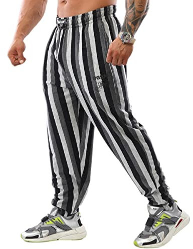 BIG SAM SPORTSWEAR COMPANY Herren Baggy Sweatpants mit Taschen, Oldschool Loose Fit Gym Pants, grau, Klein