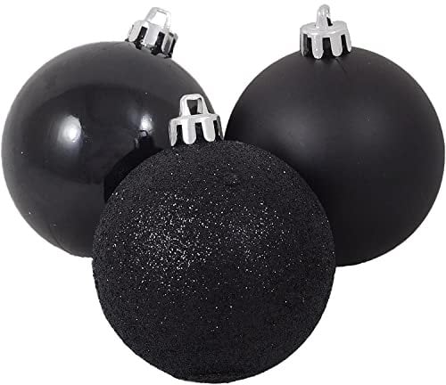 60 mm/6 Stück Weihnachtskugeln, bruchsicher, schwarz, Weihnachtsbaumschmuck, Kugel, Ornamente, Kugeln, Weihnachtsdekoration, Urlaubsdekoration, glänzend, matt, glitzernd