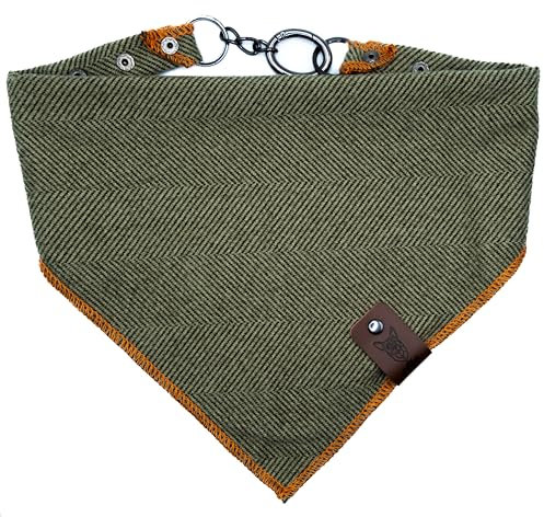 vanClyde® Sydney Hundehalstuch, Dreieckstuch, Bandana für Hunde, größenverstellbar, Stilvolles Accessoire in Khaki-Orange mit Karabinerverschluss, Größe S
