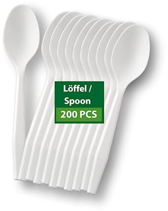 BIODORF Löffel | 200 Stück Wiederverwendbare Löffel | Hochwertig für Haushalt, Gastronomie & Veranstaltungen | 17 cm | Extra stabil