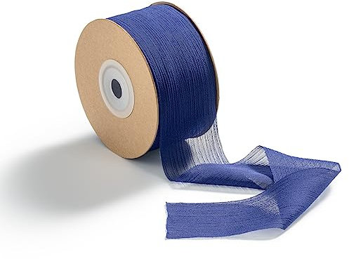 CHUQING Chiffonband Blau Geschenkband Hochzeit Dunkelblau Schleifenband Handgemachtes 38mm X 22,8 m Seidenband für Hochzeitseinladungen, Brautsträuße
