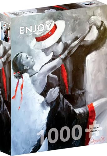 1000 Pieces Jigsaw Puzzle for Adults – Matte Finish, Soft Touch, Sturdy and Unique Pieces, Tight Fit, Vivid Colors, Missing Pieces Service – Couple in Love Dancing Tango Painting – by ENJOY Puzzle