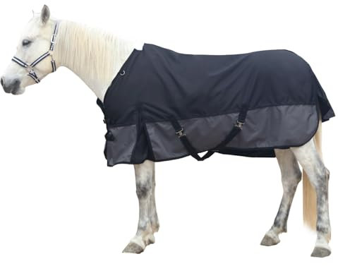Gallopoff 1200 Denier Ripstop-Regendecke, leicht, wasserdicht, atmungsaktiv, keine Füllung, Schwarzgrau, 183 cm