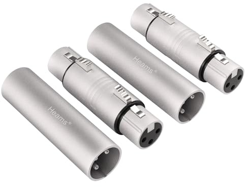 Heams 4 Pack (2 Pair) Professional XLR Adapter, 3 Pin XLR Female to Female & Male to Male Connector, Fit for Microphone, Audio Mixer, Speaker, Silver