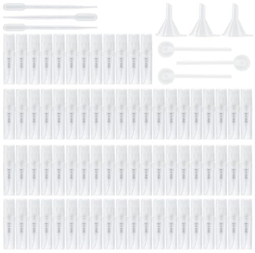 LMYKH 100 Stück 2ml Nachfüllbare Parfümzerstäuber, Reise Mini Sprühflasche, Parfum Zerstäuber mit Trichter Pipetten Presskopf