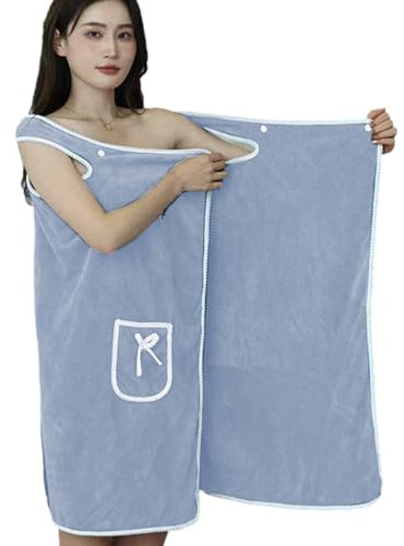 Accappatoio da donna, in pile corallo, indossabile, avvolgente, da donna, con tasca, per spiaggia, spa, sauna