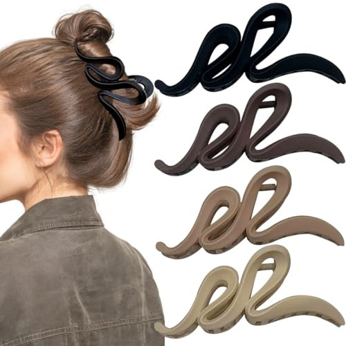 4 Stück Große Haarklammer mit Wellenform matte Haarspangen 13cm Haarspangen für dickes Haar Rutschfeste Haarklammern für Dickes Haar Jaw Clips Haarstyling Zubehör für Frauen Mädchen