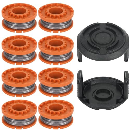 Eyoloty MGTP18Li Bobine de fil compatible avec coupe-bordure Mac Allister MGTP18Li - Longueur : 3,05 m - Diamètre : 1,65 mm - Avec couvercle de bobine (8 bobines + 2 capuchons)