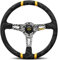 HLQXHM Volant de sport en cuir de haute qualité pour MOMO, voiture de course, volant en daim de 350 mm (Couleur : jaune)